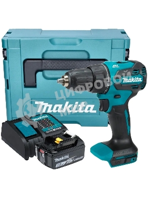 Дрель-шуруповерт Makita DHP490SF1J, 18 В, 3 Ач, 50 Нм,  бесщеточный, ударный