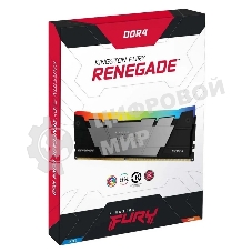 Оперативная память Kingston Fury Renegade, DDR4, 32GB (2x16GB), 3200MHz, CL16, DIMM, с радиатором, RGB, серебристый/черный