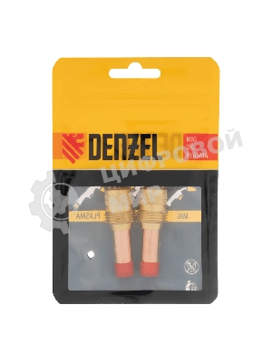 Держатель цанги Denzel с газовой линзой для электрода 2,4 мм, 2 шт