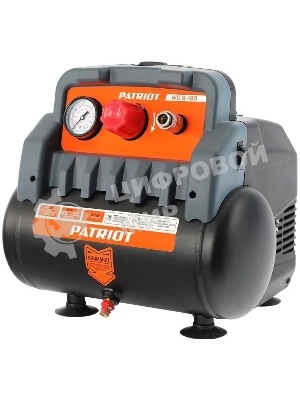 Компрессор поршневой Patriot WO 6-180 безмасляный 180л/мин 6л 1100Вт черный/оранжевый