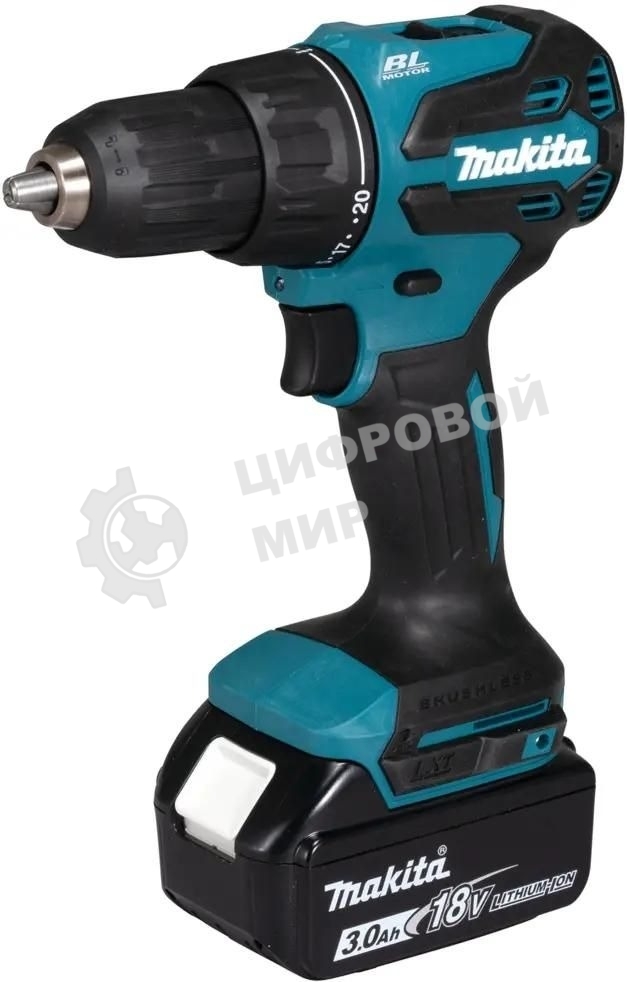 Дрель-шуруповерт Makita DHP490SF1J, 18 В, 3 Ач, 50 Нм,  бесщеточный, ударный