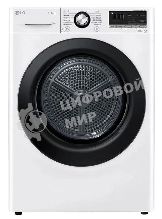 Сушильная машина LG DC90V3V6W белый, 9 кг, сушка - тепловой насос, программ - 14, 60 x 85 x 66 см