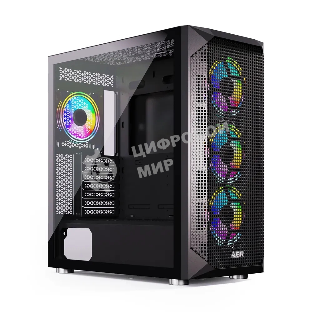 Компьютерный корпус ABR Quantum черный (1хUSB Type-C, 2хUSB 2.0, HD Audio, 4xRGb Fan, ATX, E-ATX)