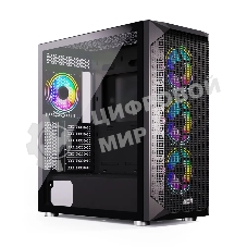 Компьютерный корпус ABR Quantum черный (1хUSB Type-C, 2хUSB 2.0, HD Audio, 4xRGb Fan, ATX, E-ATX)