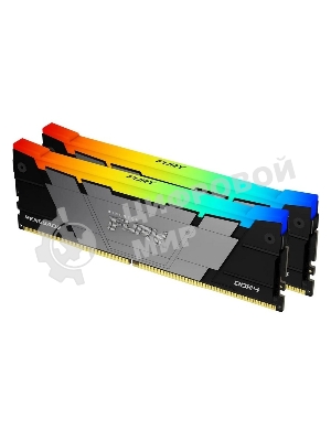 Оперативная память Kingston Fury Renegade, DDR4, 32GB (2x16GB), 3200MHz, CL16, DIMM, с радиатором, RGB, серебристый/черный