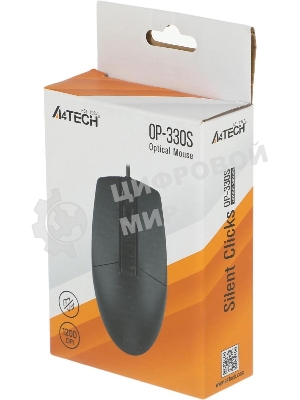 Мышь проводная A4Tech OP-330S черный, 1200 dpi, USB, кнопки - 3