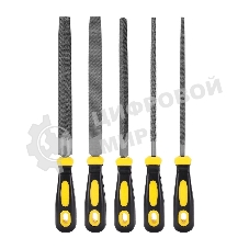 Набор напильников Deli DL352085 5шт Корпус напильника изготовлен из инструментальной стали T12. Обрезиненная платиковая ручка.