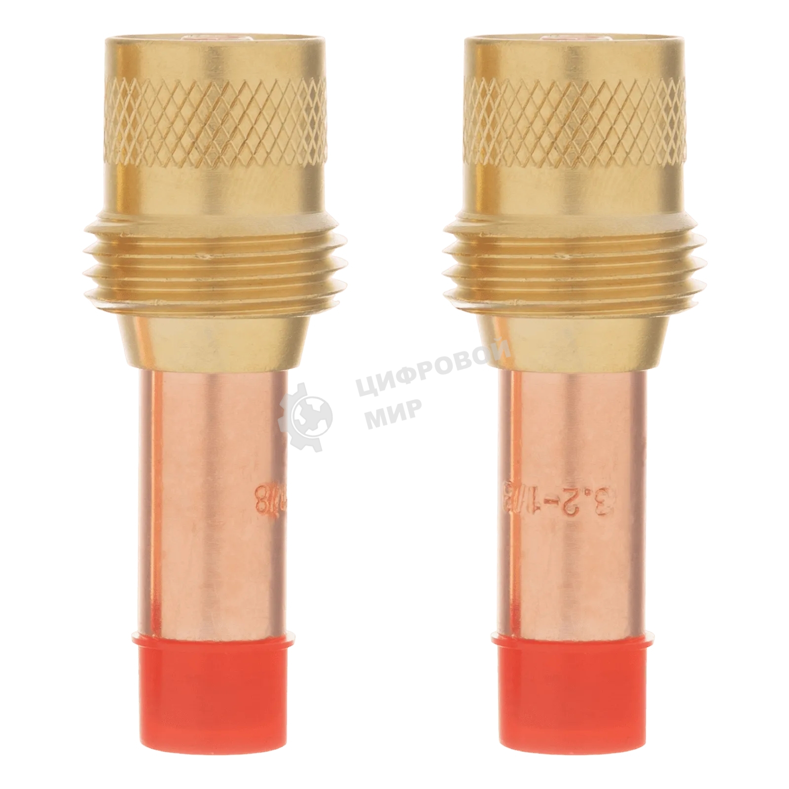 Держатель цанги Denzel с газовой линзой для электрода 2,4 мм, 2 шт