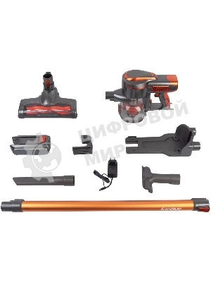 Пылесос вертикальный Endever SkyClean VC-301 черный/оранжевый, питание от аккумулятора, 75 Вт, уборка сухая, пылесборник 0,8 л