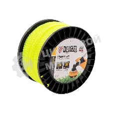 Леска для триммера Denzel витой квадрат, 2,4мм х 243м, на DIN катушке FLEX CORD