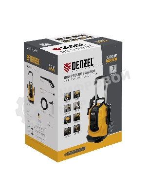 Моечная машина высокого давления Denzel R-230iD, 3300 Вт, 230 бар, 600 л/ч, асинх. двиг., бараб.