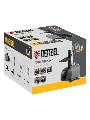 Насос фонтанный Denzel FNP110-34, 112 Вт, подъем 3,4 м, 3400 л/ч, колокольчик/каскад/гейзер