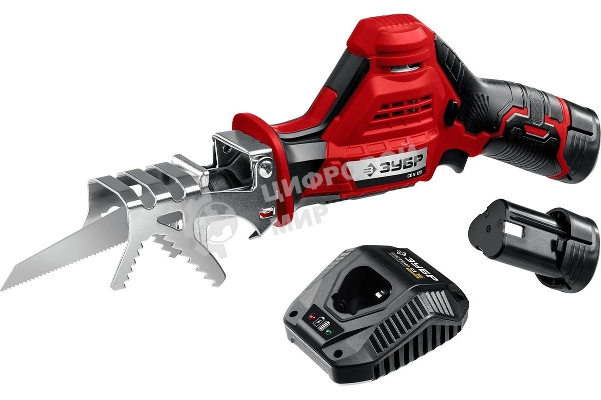 Пила сабельная Зубр 12В, 2 АКБ (2Ач), в коробке, СПЛ-125-22