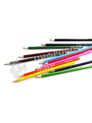 Карандаши цветные Silwerhof Color 2.8мм, шестигранный профиль, дерево, ассорти, 12 цветов, коробка с европодвесом