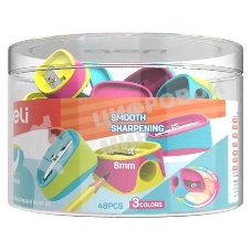 Точилка для карандашей ручная Deli ER00903 U-touch, 1 отверстие, пластик/резина ассорти, туба