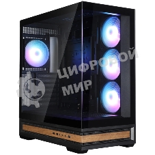 Компьютерный корпус ZALMAN P40 NAMU, ATX, черный, WINDOW, WOODEN ELEMENTS, 2xCombo(2.5” or 3.5”), 1xUSB TYPE-C, 2xUSB 3.0, SIDE 3x120мм ARGb, REAR 1x120мм ARGb