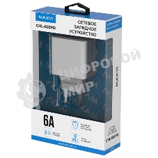 Сетевое зарядное устройство Maxvi CHL-602PD 30W, 6A, QC 3.0, 1xUSB-A, 1xUSB-C, белый