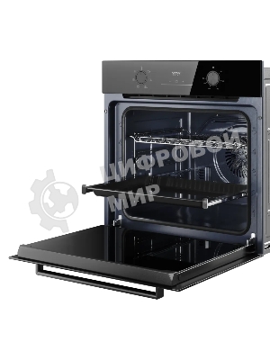 Духовой шкаф Kuppersberg HO 606 P Black line, High-Tech, 78 л, поворотное управление, утапливаемые переключатели, дисплей, таймер, 6 режимов, макс. температура 310 градусов, телескопические направляющие (на 1 уровень), цвет черный, цвет фурнитуры черный