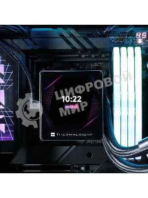 Водяное охлаждение для процессора Thermalright Grand Vision 240 (240mm, LED, Black, ARGB/Fans: 2x120mm, 80.45CFM, 29.4dBA, 2150RPM/Pump height 72.5mm, 6400RPM, Rad thickness 27mm/S: 1700, 1200, 1851, 115X, 2011, 2066, AM5, AM4)