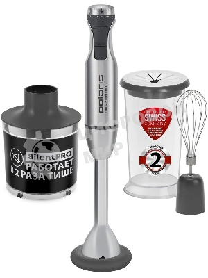 Блендер погружной Polaris PHB1591L Silent 1500 Вт, погружной, серебристый/черный