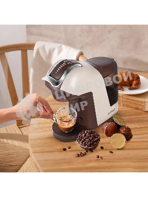 Кофеварка капсульная Kitfort КТ-7448 коричневый/бежевый, исп. кофе - капсулы/молотый, 1 л, 1400 Вт, 19 Бар.