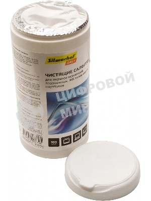 Салфетки Silwerhof DAILY для экранов мониторов/плазменных/ЖК телевизоров/ноутбуков туба 100 шт влажных