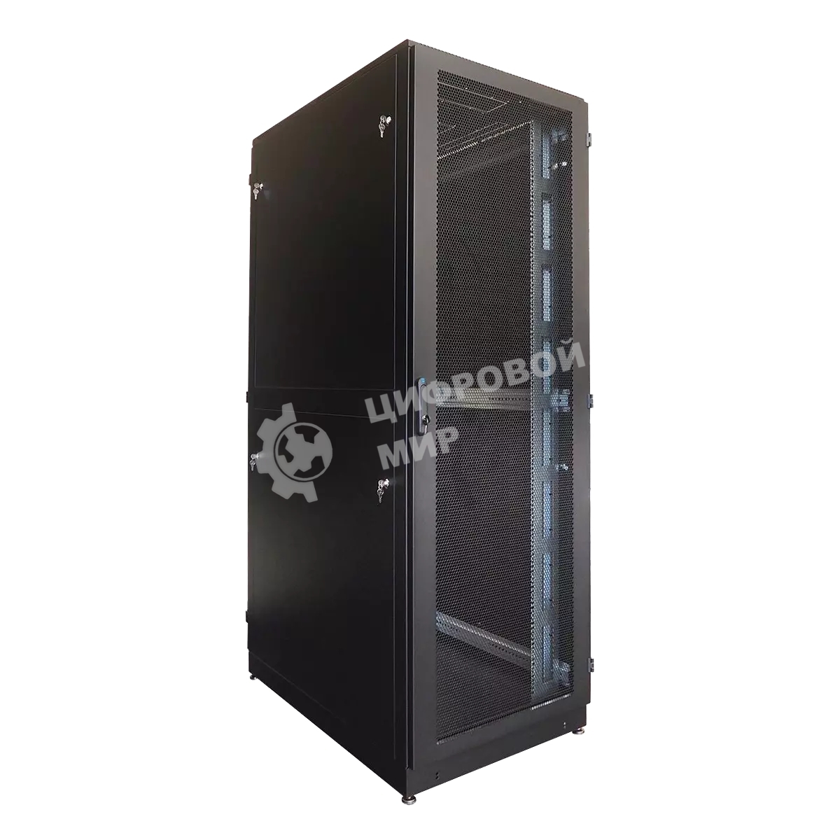 Шкаф серверный напольный 42U (800 1200) дверь перфорированная, задние двойные перфорированные