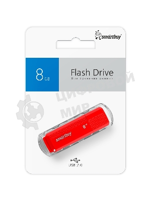 Флешка USB Smartbuy DOCK RED (SB8GBDK-R), 8Gb, USB 2.0, R/W 15/5, красный
