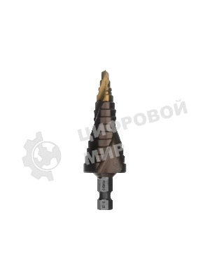 Сверло ступенчатое Denzel 6-8-10-12-14-16-18-20-22-24-26-28-30 мм, Р6М5К5, 6-гр. хвостовик