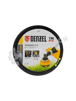 Леска для триммера Denzel витой квадрат, 2,7мм х 196м, на DIN катушке FLEX CORD