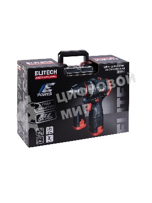 Дрель-шуруповерт Elitech CD 16L2, 16 В, 2 Ач, 55 Нм, бесщеточный