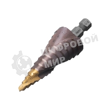 Сверло ступенчатое Denzel 6-8-10-12-14-16-18-20-22-24-26-28-30 мм, Р6М5К5, 6-гр. хвостовик