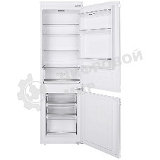 Встраиваемый холодильник HOMSair FB177SW Inverter белый, двухкамерный, 195/75л, морозилка снизу, капельная система