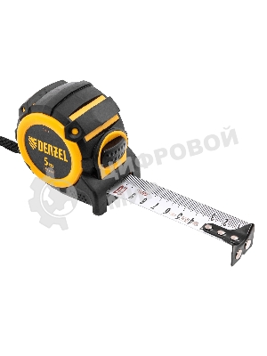 Рулетка Denzel 5 м х 32 мм, автоматич. фиксац., нейлон. покрытие, магнит. зацеп, двухстор. разметка
