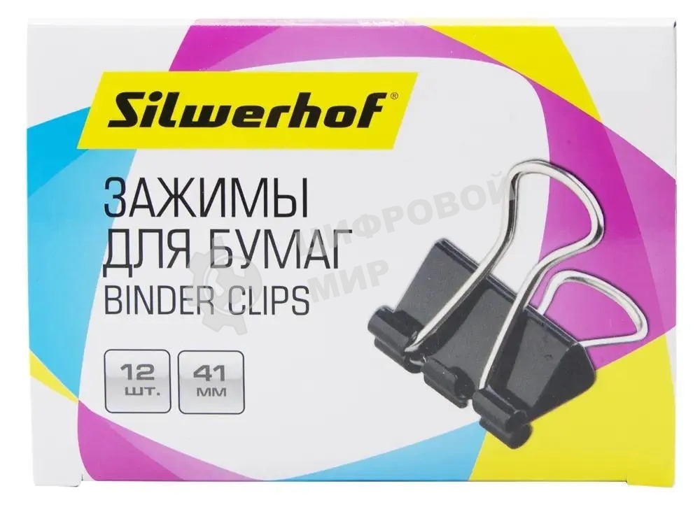 Зажимы Silwerhof 510017 сталь 41мм черный (упаковка: 12 шт) картонная коробка