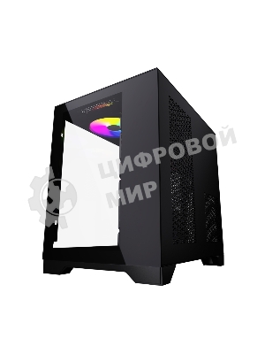 Компьютерный корпус Powercase Vision Micro, Black, Tempered Glass, 4х 120мм 5-color fan, черный, mATX (CVBM-L4)