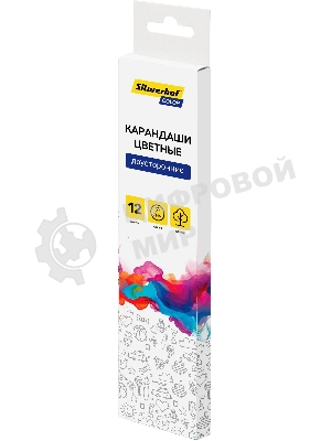 Карандаши цветные Silwerhof Color двухцветные 2.8м м, круглый профиль, дерево, ассорти, 12 цветов, коробка с европодвесом (6 шт)