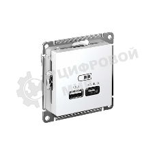 Розетка USB AtlasDesign тип A+C 45Вт QC PD высокоскор. ЗУ механизм бел. SE ATN000129