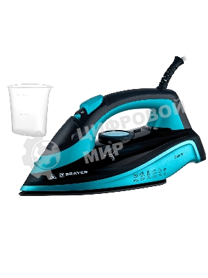Утюг BRAYER BR4019 голубой/черный, 2400 Вт, 25 г/мин, 140 г/мин, 320 мл