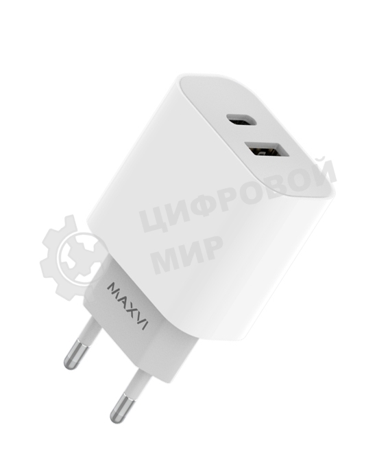 Сетевое зарядное устройство Maxvi CHL-602PD 30W, 6A, QC 3.0, 1xUSB-A, 1xUSB-C, белый