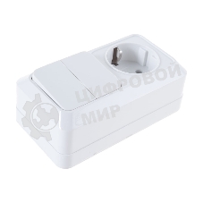 Блок ОП Олимп 2-кл. вык.+ роз. с заземл. горизонт. бел. UNIVersal О0033