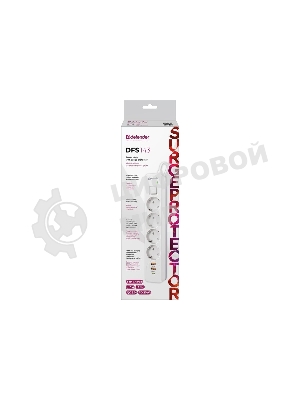 Удлинитель с сетевым фильтром Defender DFS 143, белый, 4розетки, USB+TypeC, 3 м.