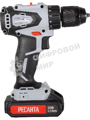 Дрель-шуруповерт Ресанта ДА-20-2ЛК-Б, 20 В, 2 Ач, 55 Нм, щеточный