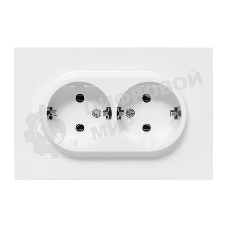 Розетка 2-м EKF UP1-SOW-210 СП Эпика 16А с заземл. без защ. шторок с рамкой механизм бел.