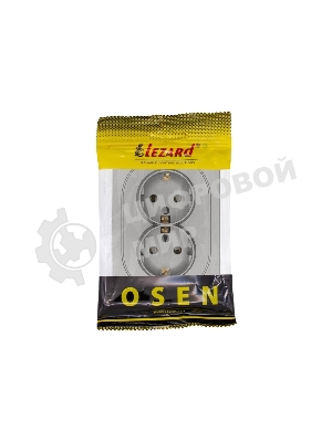 Розетка 2-м LEZARD СП OSEN с заземл. ПБТ, механизм, серый матовый 743-7400-127B