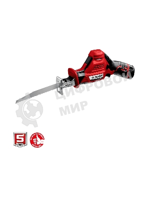 Пила сабельная Зубр 12В, 2 АКБ (2Ач), в коробке, СПЛ-125-22