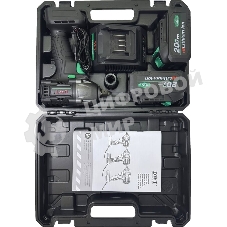 Гайковерт ударный аккумуляторный DWT ABWP-20 DN-4C2 BMC /20В/350 Нм/2400 об.в мин/3000 уд.в мин/M12-M22/бесщеточный мотор/LED-подсветка/2 АКБ, 4 А·ч/ЗУ/кейс/черный (ABWP-20 DN-4C2 BMC)