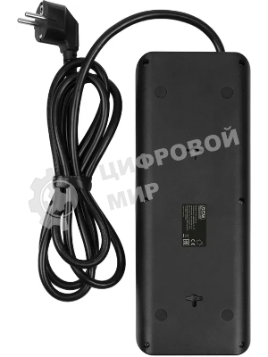 Сетевой фильтр Powercom SP-10 USB2A1СB 1.8 м 1.8м (10 розеток) черный, коробка