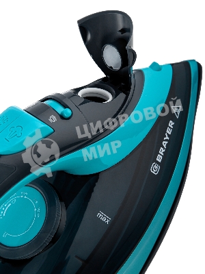 Утюг BRAYER BR4019 голубой/черный, 2400 Вт, 25 г/мин, 140 г/мин, 320 мл