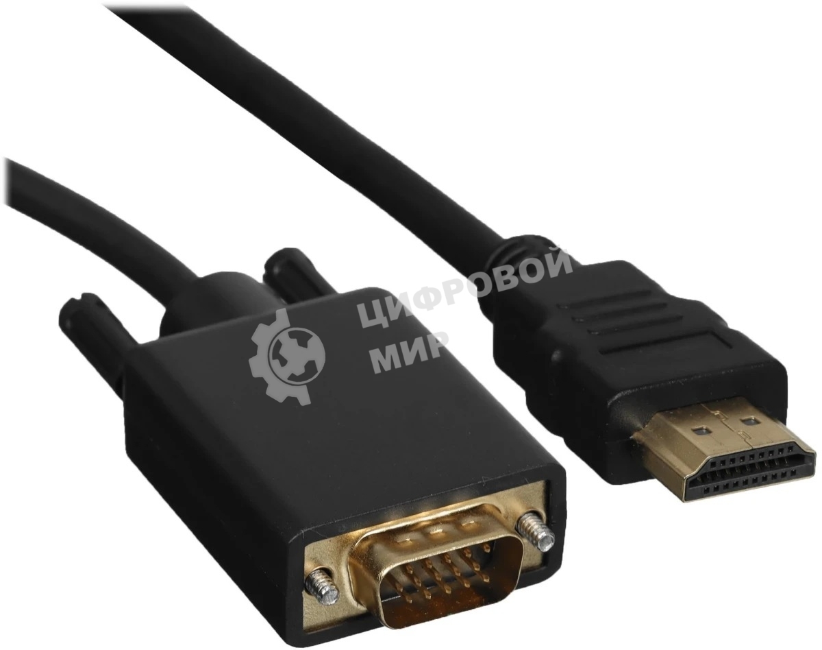 Кабель GoPower HDMI (m)-VGA (m) 1м черный Premium Zip-Lock c подвесом (1/200)